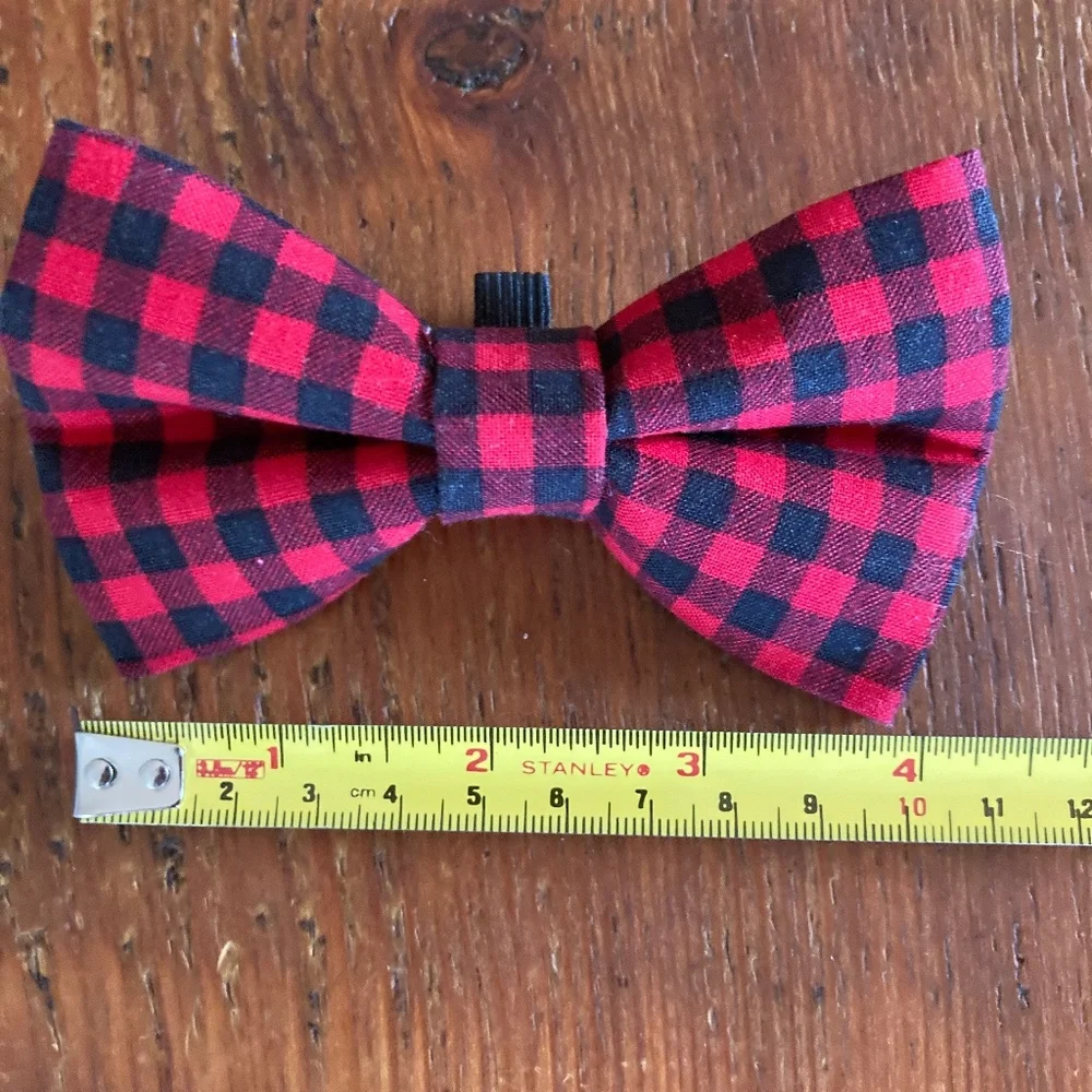 Dog or Cat Buffalo Plaid Bowtie, Black and Red